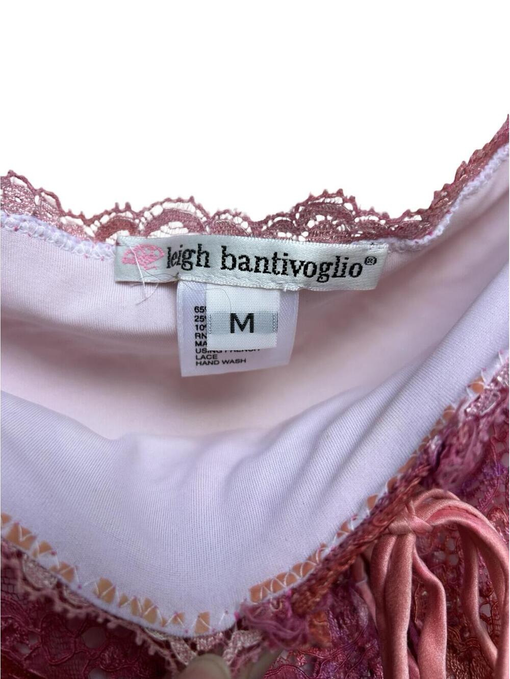 Y2K Leigh Bantivoglio Lace Corset Crop Top Pink Lace Up Womens Medium - Picture 2 of 6
